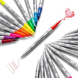 【期間限定3190→2790】カラー 筆ペン 36色 カラーペン セット 太細両端 塗り絵 収納ケース付き カラーペン 水彩 水性ペン 彩 アートマーカー セット こども 子供 子ども 極細 筆ペン 単品