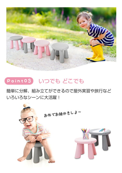 楽天市場 子供用 椅子 子ども キッズチェア丸イス いす イス キッズ 軽い 折りたたみ 頑丈 持ち運び スツール ローチェア ベンチ 軽量 安い 可愛い ピンク 白 グレー ホワイト プラスチック ベビー 赤ちゃん 子供部屋 Ifam If Doridori