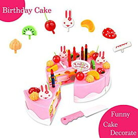 【中古】【非常に良い】誕生日子供の日プレゼント食品玩具セット料理ごっこ　キャンドル付きパーティーケーキ女の子クラシック玩具37ピース (普通のケーキ) ggw725x