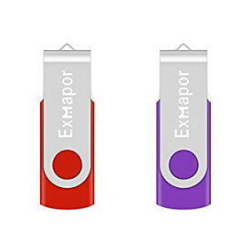 【中古】Exmapor USBメモリ 32GB 高速 マイクロUSB 回転式 2個セット（赤、紫） z2zed1b