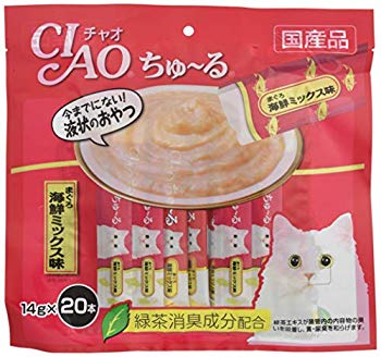 【中古】チャオ (CIAO) 猫用おやつ ちゅ~る まぐろ 海鮮ミックス味 14g×20本入 d2ldlup