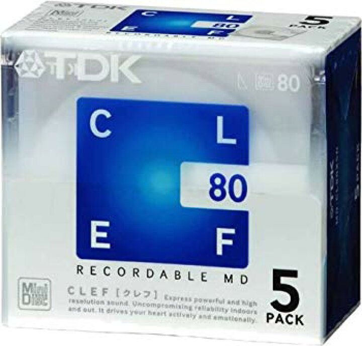 楽天市場】【中古】【非常に良い】TDK MD CLEF 80分5枚パック MD 