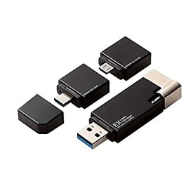 【中古】ロジテック ライトニング USBメモリ 16GB microB/タイプC変換アダプタ付 かんたんバックアップ LMF-LGU3A016GBK