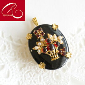 【スーパーセールクーポン有】【碌山】シルバー ガーネット ＆ オニキス ペンダント ブローチ碌山 Rokuzan ロクザン シルバー925 シルバー アンティーク ジュエリー おしゃれ レディース ガーネット