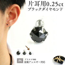 【営業日即納OK】【片耳用】Pt 男性 ブラック ダイヤ ピアス 0.25カラット父の日 ブラックダイアモンド メンズ 1粒 シングル 1粒ダイヤ プラチナ 黒 男女兼用 ローズカット成人祝い 誕生日 プレゼント ギフト 夫 旦那 彼氏 seit