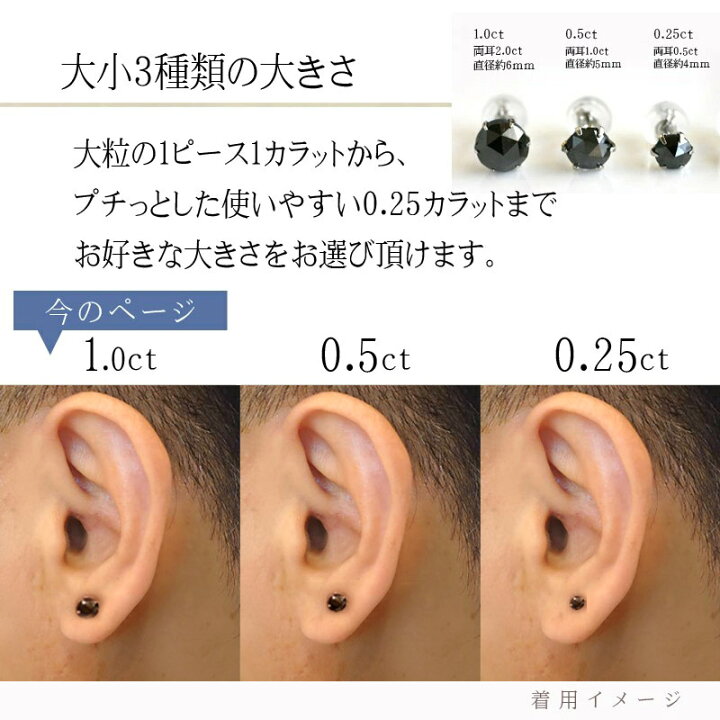 楽天市場】【片耳用】Pt ブラックダイヤモンド ピアス 1カラット Pt900  