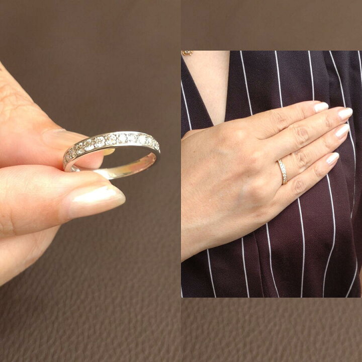 楽天市場】Pt / K18YG ダイアモンド 0.5ct ハーフエタニティリング 