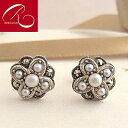 11/5～11/19まで再入荷ポイント5倍【碌山】 シルバー 淡水パール 淡水真珠 フラワーイヤリング ピアス アンティーク 花 ギフト プレゼント 花以外 お母さん フロッシー シード パール フォーマル ママ 母 海外発送 トラベルジュエリー