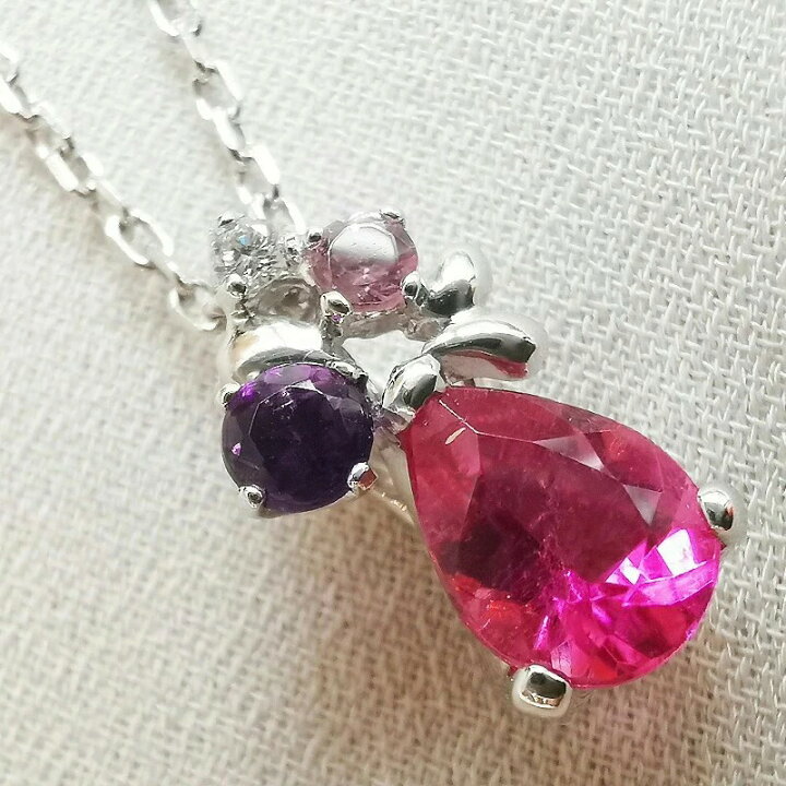 楽天市場】k18WG ピンクトルマリン ネックレスピンクトルマリン  