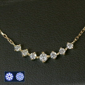 K18YG K18WG ハート＆キューピッド セブン ダイヤモンド0.25ct ネックレス18金 H&C ダイヤ ネックレス シンプル スマート