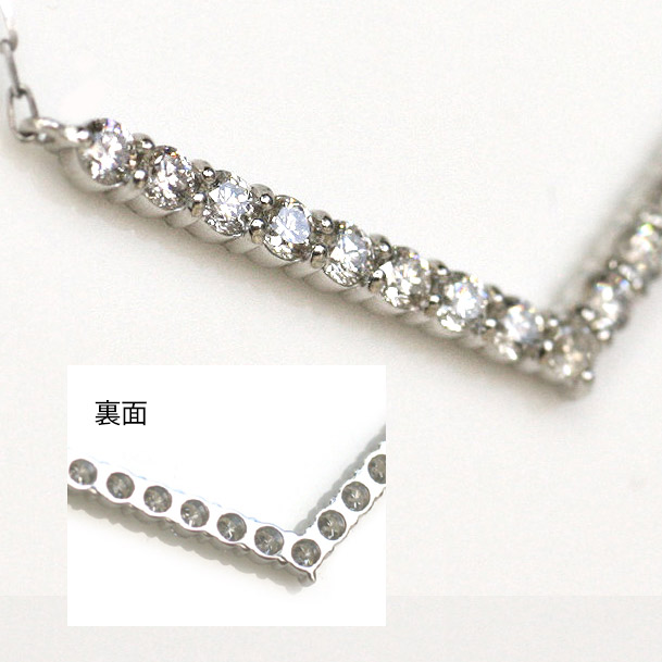 楽天市場】PT / K18YG 0.5カラット Vライン ダイヤモンド ネックレス V