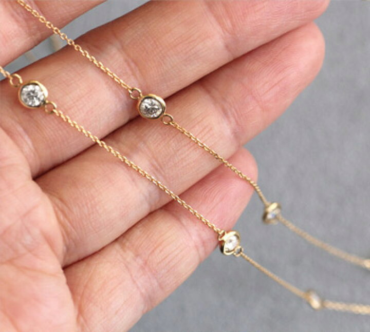 楽天市場】K18YG 2カラット ダイヤモンド ステーションネックレス18k 