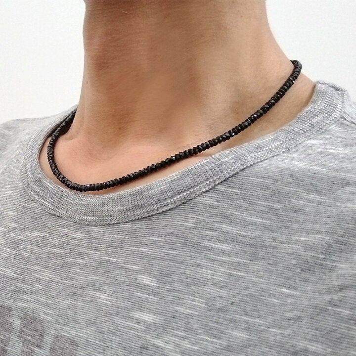 楽天市場】ブラックスピネルネックレス 約4mm 金具・長さカスタマイズ 