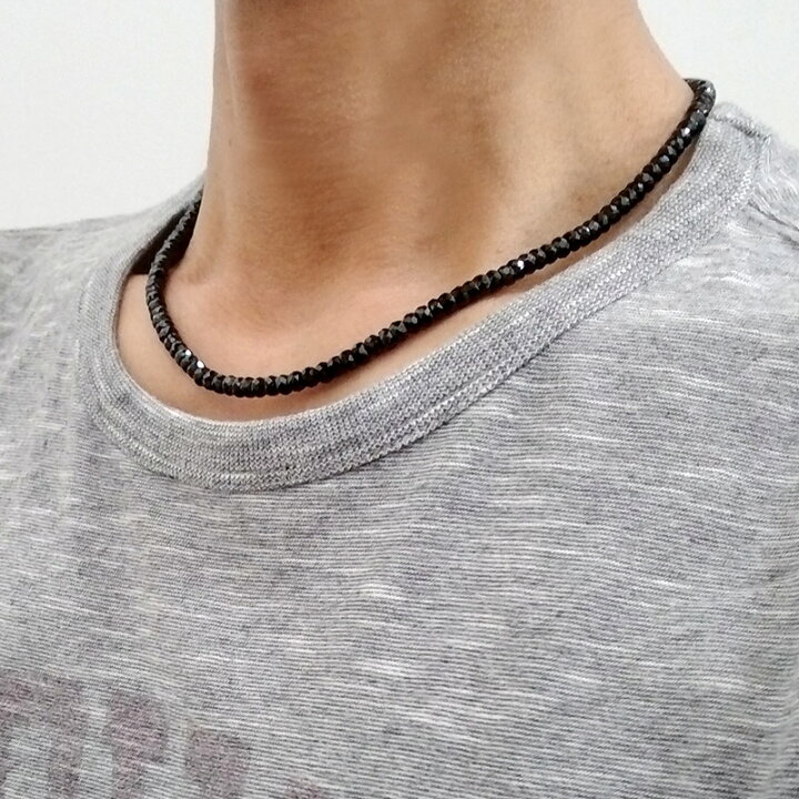 楽天市場】ブラックスピネルネックレス 約5mm 太目タイプ金具・長さ  