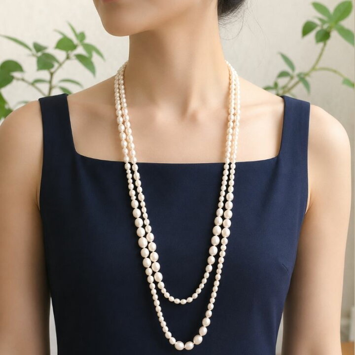 楽天市場】淡水パール ロング ネックレス 淡水真珠 パール 真珠 pearl 