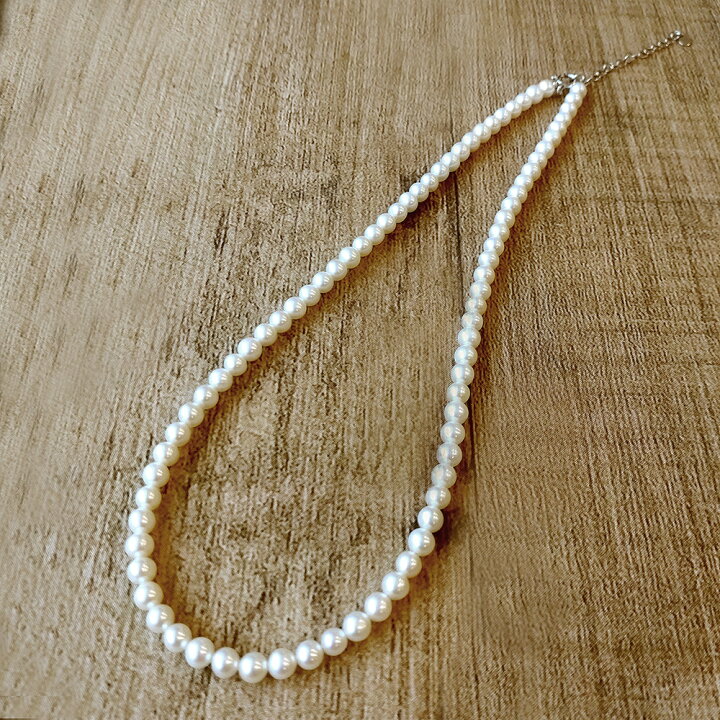 楽天市場】シルバー 淡水パール 4.5mm～5.5mm ネックレス ~muguet 