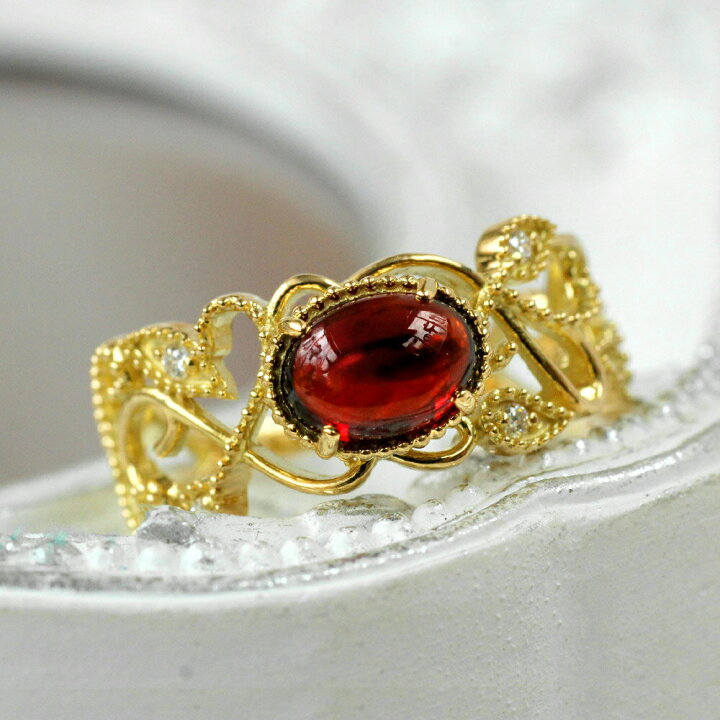 楽天市場】【アウトレット】在庫一掃！K18YGガーネットリング 11号  