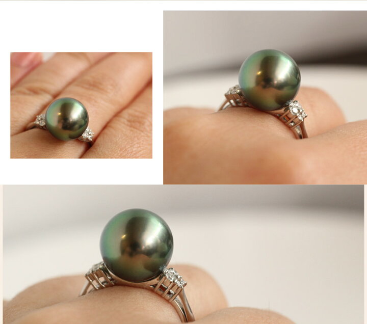 楽天市場】【アウトレット】Pt900 黒蝶パール ・ダイヤモンド リング  