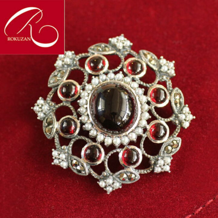 楽天市場】【碌山】 シルバー カボション ガーネット ブローチ  