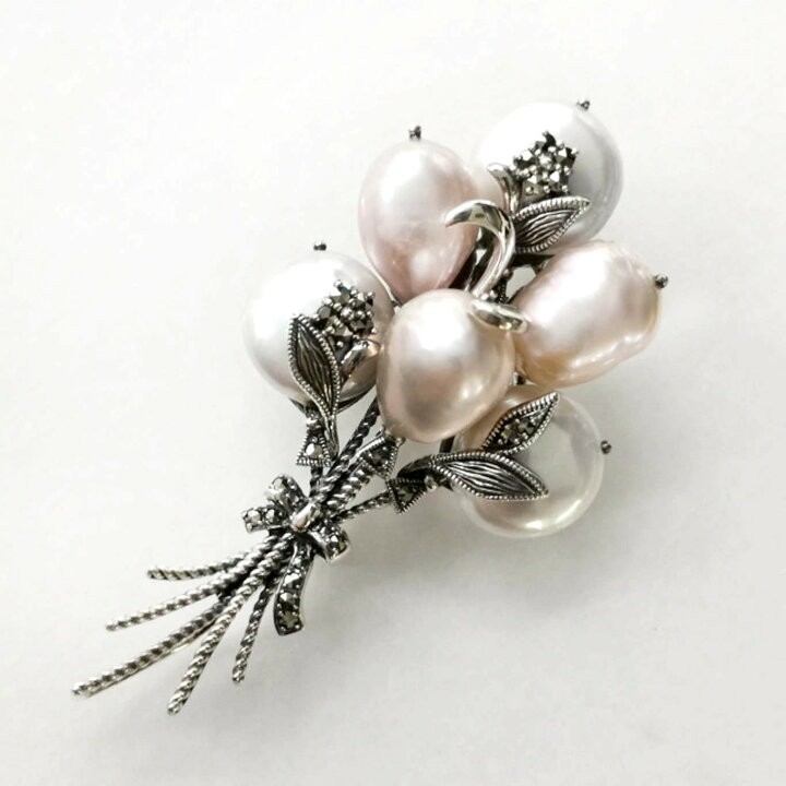楽天市場】在庫完売後47000円【碌山】 シルバー バロック パール 花束 