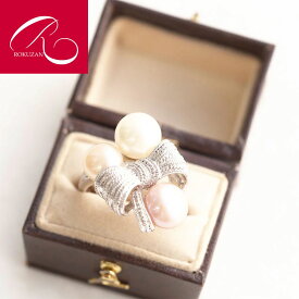 【マラソン期間中クーポン有】【碌山】 シルバー 淡水パール フワフワ リボン リングロクザン SV925 シルバージュエリー アンティークジュエリー アクセサリー アンティーク調 ラッキーアイテム 6月 誕生石 天然石 パワーストーン パール 真珠