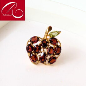 【スーパーセールクーポン有】11/12～11/26まで新作特価＆ポイント5倍【碌山】シルバー ガーネット りんご ピン ブローチ碌山 Rokuzan ロクザン SV925 silver シルバージュエリー アンティークジュエリーアンティーク調 1月 誕生石 天然石 林檎 リンゴ ペリドット