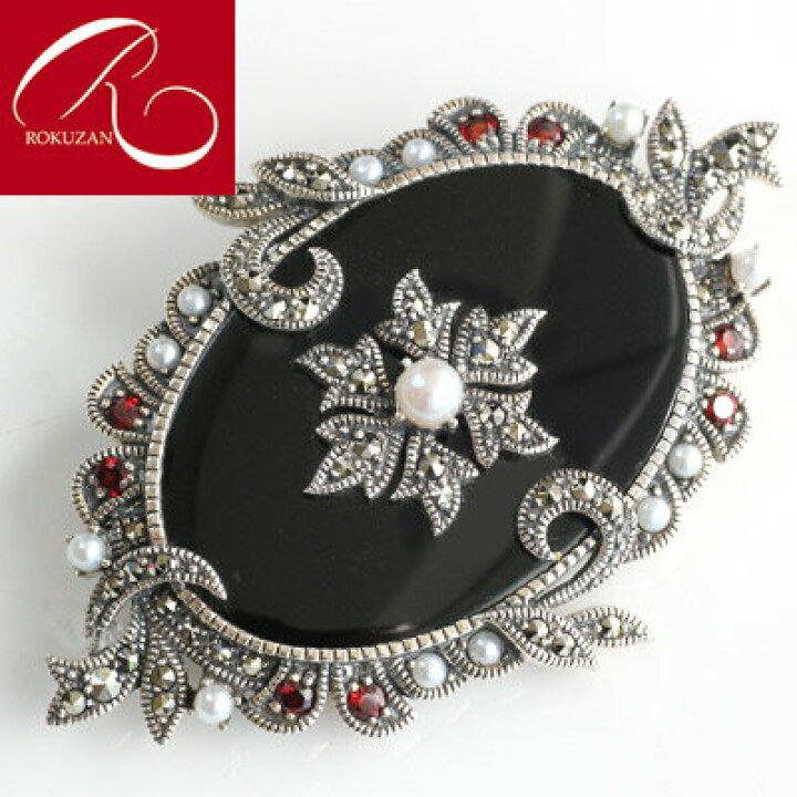 楽天市場】【碌山】 シルバー オニキス ブローチ アンティークデザイン  