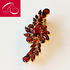 在庫完売後54900円になります【碌山】 シルバーガーネットフラワーブローチ1月誕生石 ギフト プレゼント 柘榴石 守護石 誕生日 還暦 ロクザン アンティークデザイン Overseas Delivery トラベルジュエリー