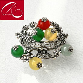 在庫完売後20400円になります【碌山】シルバー マルチカラー めのう ブローチ ペンダント碌山 SV925 silver シルバージュエリー アンティーク調 誕生石 天然石 アゲート瑪瑙 メノウ カーネリアン