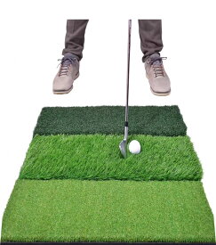 Sale! ゴルフマット　3in1　練習用　屋外　室内　スイング練習器具　人工芝　ゴムマット　滑り止め　65x42cm