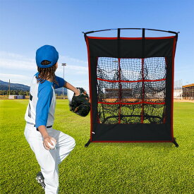 野球ピッチング練習ネット　野球ネット　1.2x0.9m　9つターゲットポケット　軟式/硬式ボール対応　屋外/室内用　設置簡単　キャリーバッグ付き