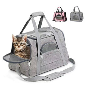 ペットキャリーバッグ マット付き 52x25x34cm猫 小型犬 犬猫リュックサック 大容量 犬キャリー ショルダー コンパクト飛び出し防止 折り畳み 安全性優れ 通気性 旅行/医療/交通機関/避難用