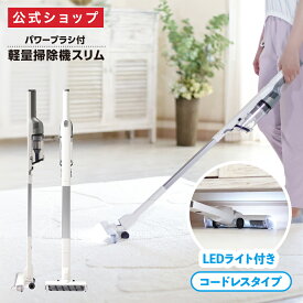 【公式通販】パワーブラシ付軽量掃除機 スリム ｜ コードレスクリーナー コードレス掃除機 スティック掃除機 お手入れ簡単 収納 充電式 充電器付き ハンディークリーナー スティッククリーナー そうじき おすすめ ギフト ドウシシャ