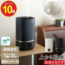 【ポイント10倍】【公式通販】カンタン給水 超音波式 加湿器 ミストーン mistone300 DKW2340 ｜ 適用畳数 8畳（プレハブ）〜5畳（木造） 簡単給水 水タンク容量2L アロマケース付き オフタイマー オート運転 おしゃれ 加湿機 白 ホワイト 黒 ブラック ドウシシャ