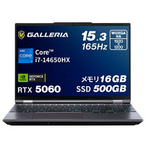 �K�����A �Q�[�~���O�m�[�gPC �m�[�g�p�\�R�� Core i7-14650HX RTX 5060 ������ 16GB / SSD 500GB Windows 11 Home 15.3�C���` 165Hz GALLERIA NPC7L-R56-G5 25167-3519