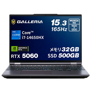 �K�����A �Q�[�~���O�m�[�gPC �m�[�g�p�\�R�� Core i7-14650HX RTX 5060 ������ 32GB / SSD 500GB Windows 11 Home 15.3�C���` 165Hz GALLERIA NPC7L-R56-G5 25255-3517