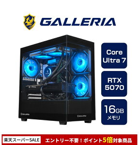 �K�����A �Q�[�~���OPC �f�X�N�g�b�v�p�\�R�� Core Ultra 7 265F RTX 5070 ������ 16GB / SSD 1TB Windows 11 Home GALLERIA FPC7M-R57-B 19701-5091