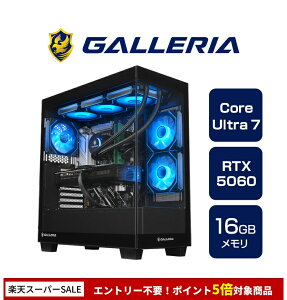 �K�����A �Q�[�~���OPC �f�X�N�g�b�v�p�\�R�� Core Ultra 7 265F RTX 5060 ������ 16GB / SSD 1TB Windows 11 Home GALLERIA FPC7A-R56-B 19741-4979