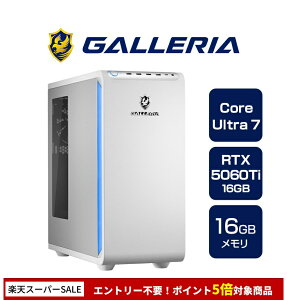 �K�����A �Q�[�~���OPC �f�X�N�g�b�v�p�\�R�� Core Ultra 7 265F RTX 5060 Ti ������ 16GB / SSD 1TB Windows 11 Home GALLERIA XPC7A-R56T16G-WL 20119-4964