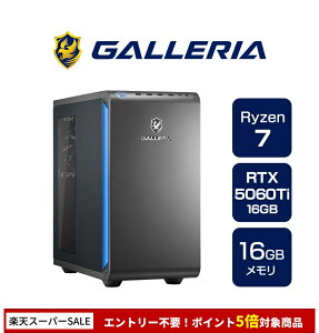 �K�����A �Q�[�~���OPC �f�X�N�g�b�v�p�\�R�� Ryzen 7 7700 RTX 5060 Ti ������ 16GB / SSD 500GB Windows 11 Home GALLERIA XPR7M-R56T16G-GD Ryzen 7 7700���� 21091-4912