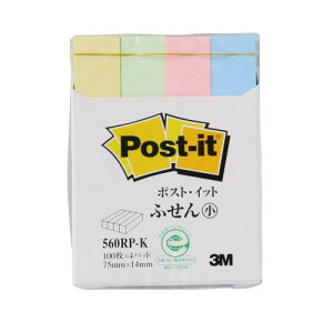 スリーエム ポスト・イット(R) 製品 単品 3M ポストイット ふせん 付箋 小 再生紙 横14×縦75mm(混色)
