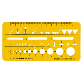 ウチダ　テンプレート　No303　機械定規　NO．303　仕上記号定規