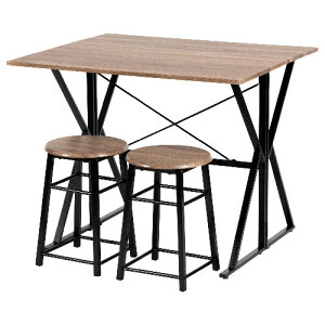 JKプラン ダイニングセット 折りたたみ ダイニングテーブル チェア 机 セット リビング デスク スツール ダークブラウン 木製(BKBR)