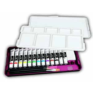 ターナー アクリルガッシュ ノーブルセット(N13B) 20mlX13本、デザイン筆3本、パレット付ケース 他