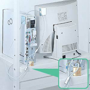 サンワサプライ セキュリティロックシステム サイズ:取り付け金具 W50×D50×H30mmワイヤー 長/2.0mワイヤー直径/3.5mm