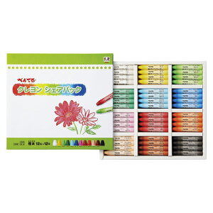 ぺんてる クレヨンシェアパック 小学生 工作 図工 くれよん イラスト 12色(各色12本)セット