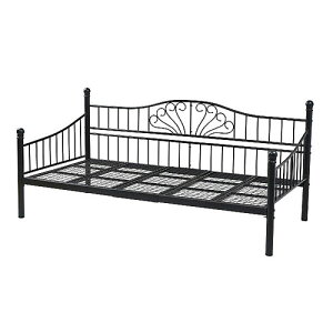 JKプラン デイベッド ソファベッド ロートアイアン パイプ 一人暮らし かわいい(ブラック)