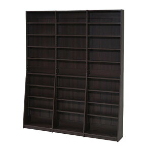 JKプラン 文庫本収納ラック 薄型 ワイド ブックシェルフ 木製 大容量 書斎収納 700冊以上(ダークブラウン)