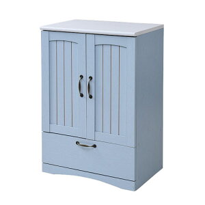 JKプラン フレンチカントリー 引き出し付き 扉付き チェスト キャビネット 木製キャビネット ラック(ブルー)