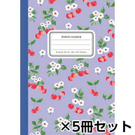 日本ノート　花柄ノート　エトフ・フルーリー　B6判　1セット（5冊入） （パープル）